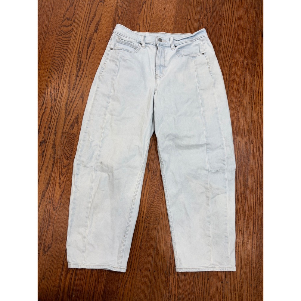 Old Navy High Rise Barrel Leg Jeans Light Wash Front Seam Denim Size 8